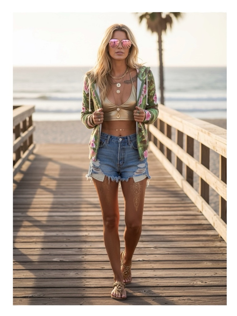 Y2K: new Lucky Brand ✿ California Vintage Zip Hoodie ✿ Hawaiian Floral Print ✿ S